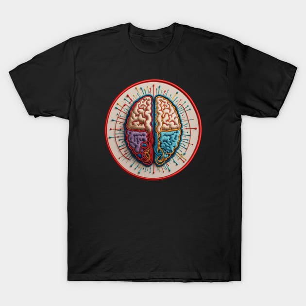 Bilateral Hemispheres Embroidered Patch T-Shirt by Xie